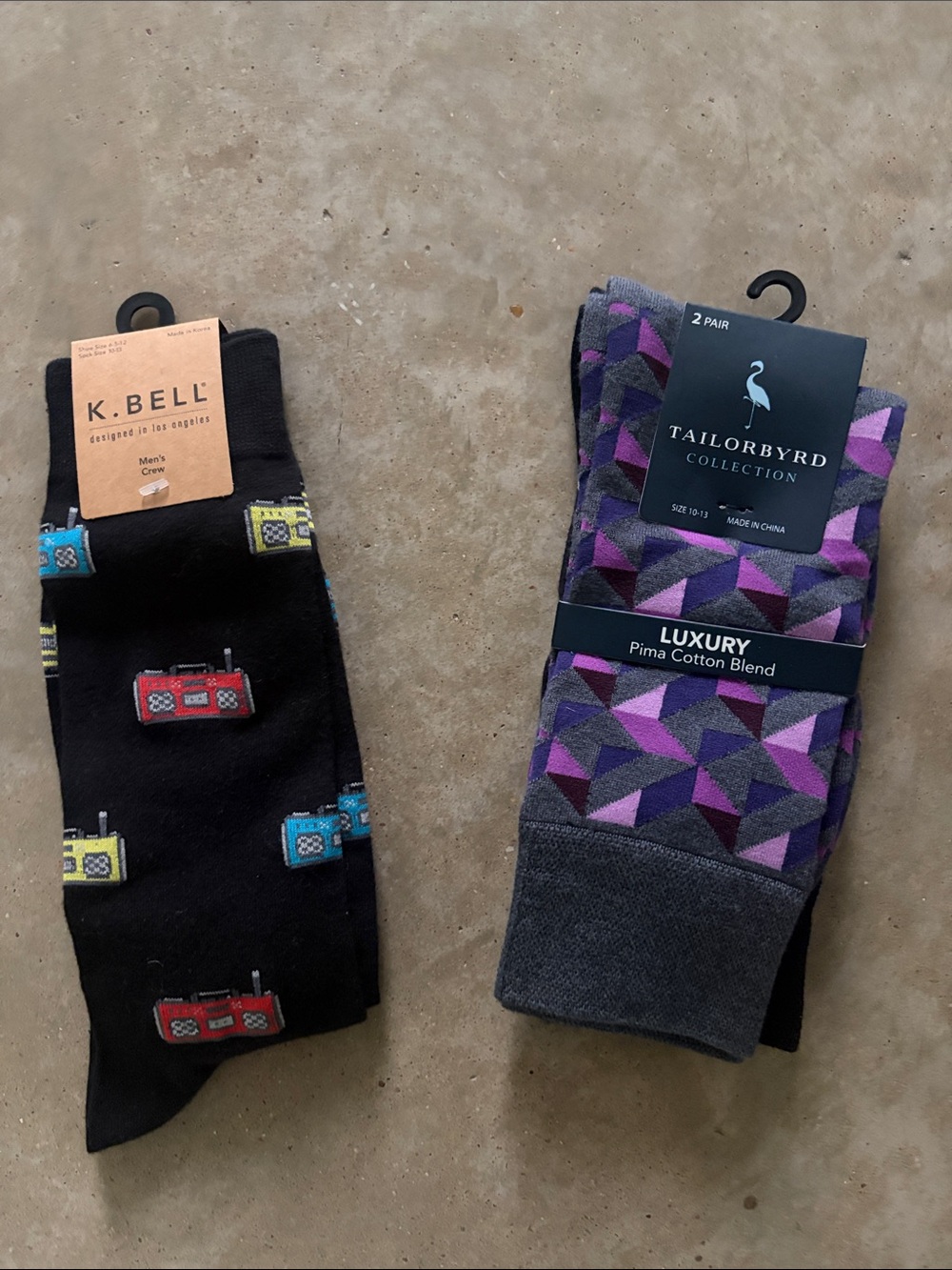 Tailorybrd Luxury Purple Geometric and K. Bell Boombox Dress Socks